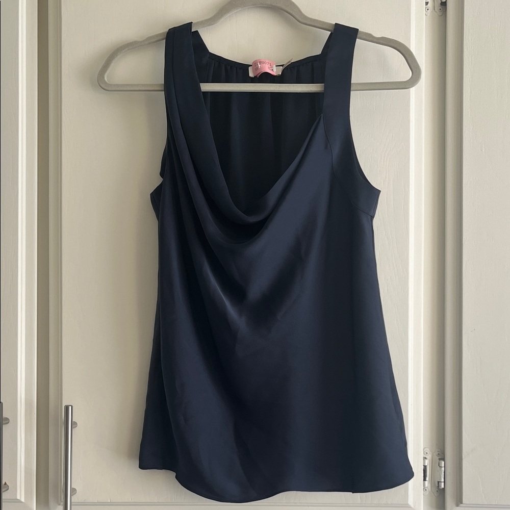 Ramy Brook Navy Blue Silky Cowl Neck Women's Top